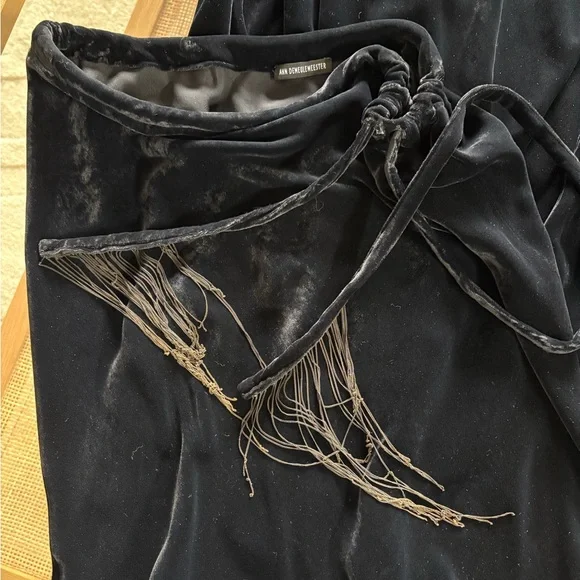 Ann Demeulemeester Black Velvet Fish Tail Drawstring Maxi Dress or floor skirt - Picture 4 of 12